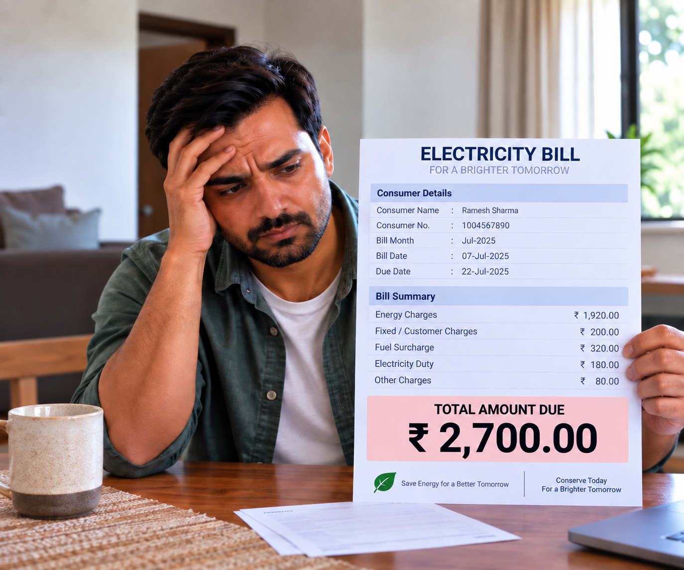 Family distressed by a high electricity bill